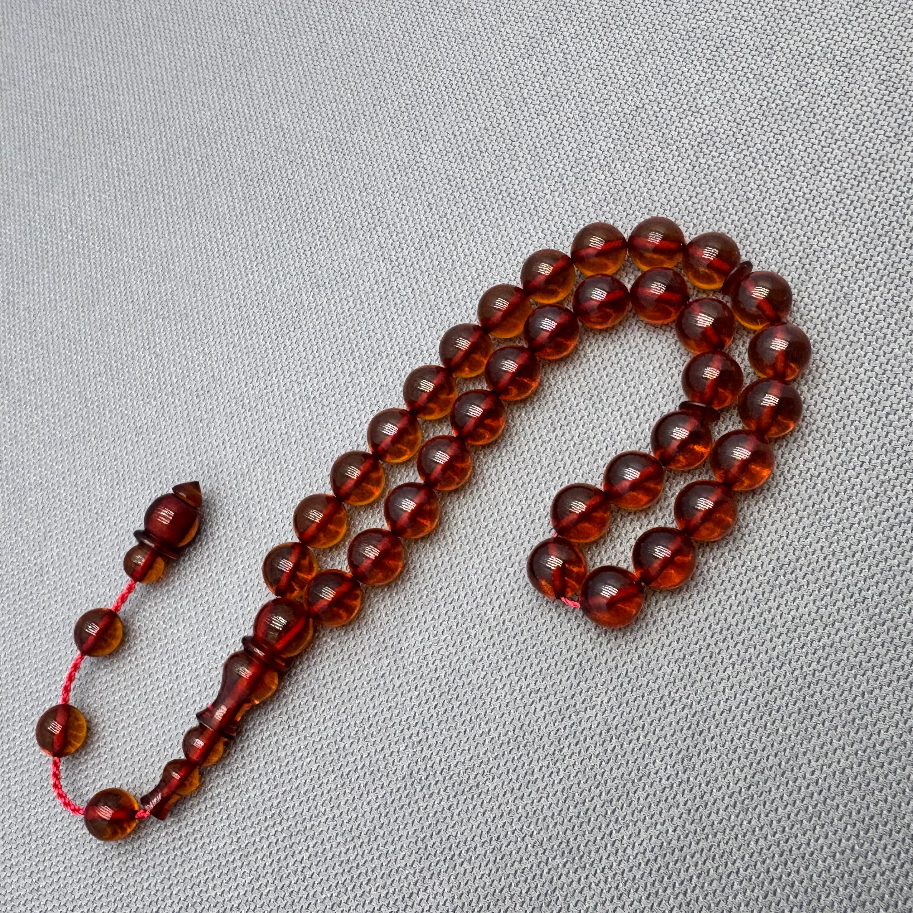 Osmanlı Benzetme Küre Kesim Bal Rengi Ateş Kehribar Tesbih